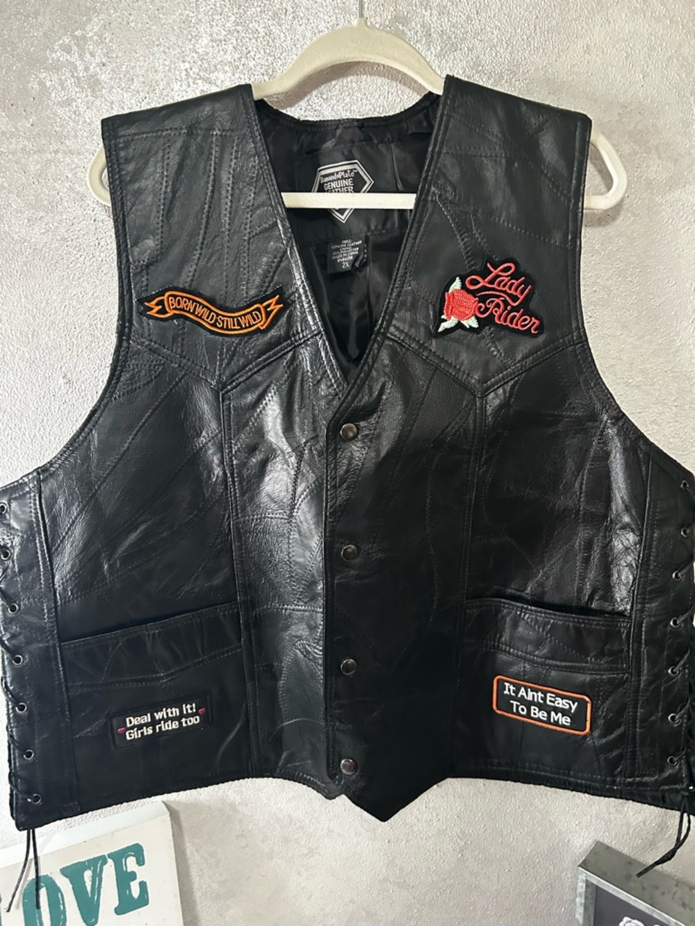 Diamond Supply Co. Black Genuine Leather Vest - 2X Patch Label